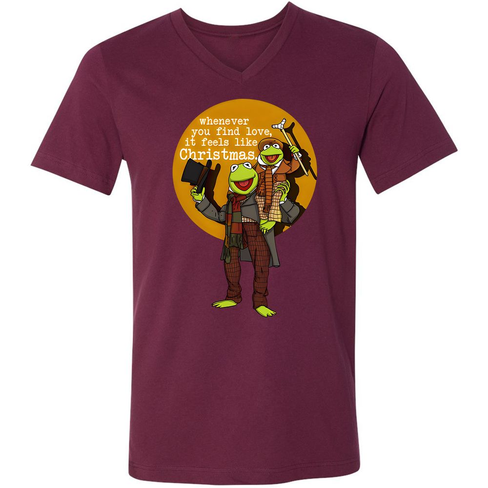 Unisex V-Neck T-Shirt - 77D87D5C - Maroon - 6