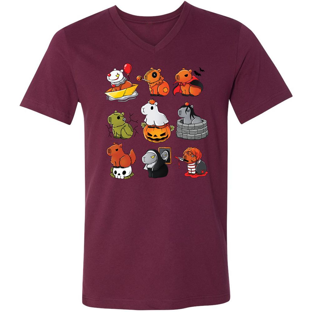 Unisex V-Neck T-Shirt - ZKGSTA7R - Maroon - 6