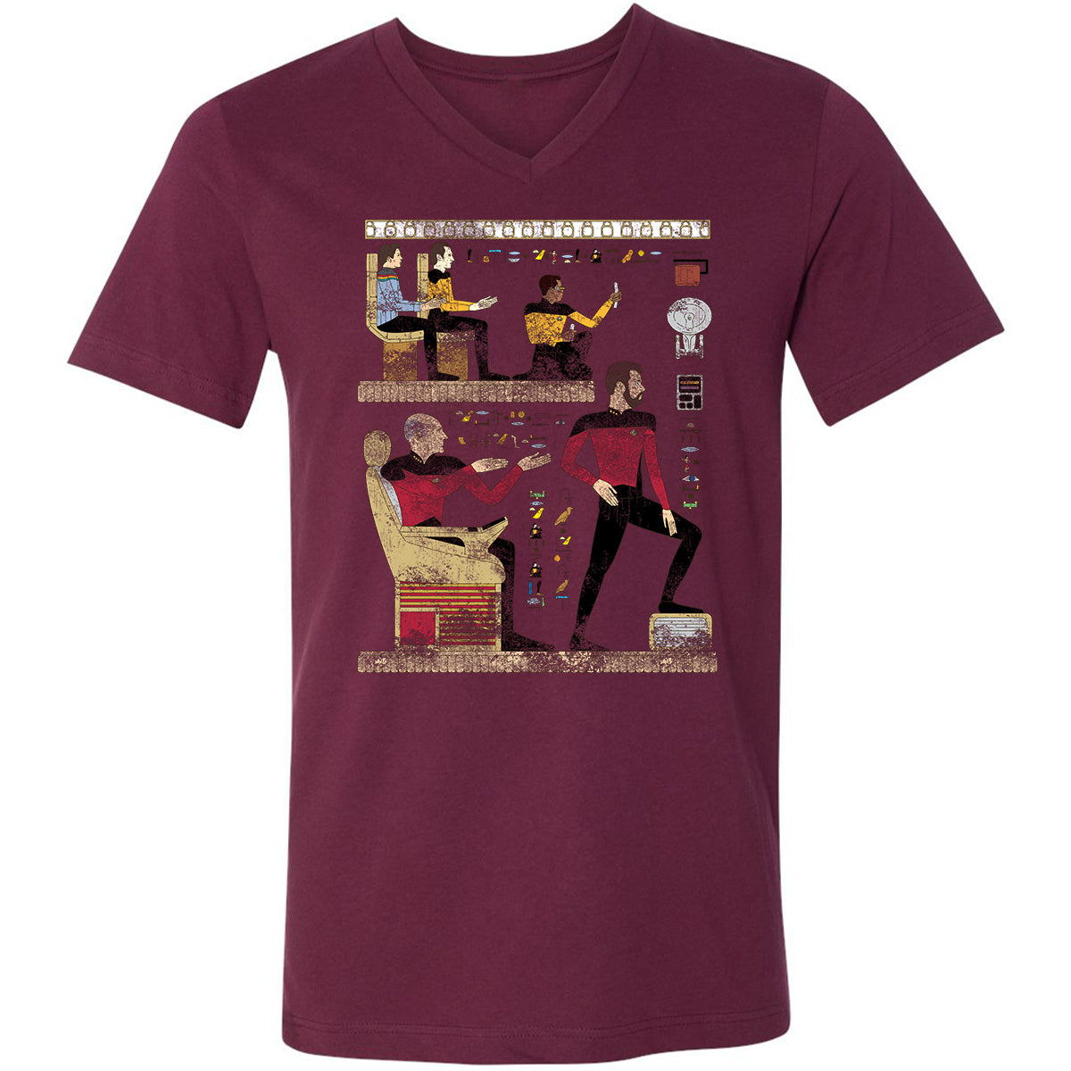 Unisex V-Neck T-Shirt - YGG9BPS4 - Maroon - 6