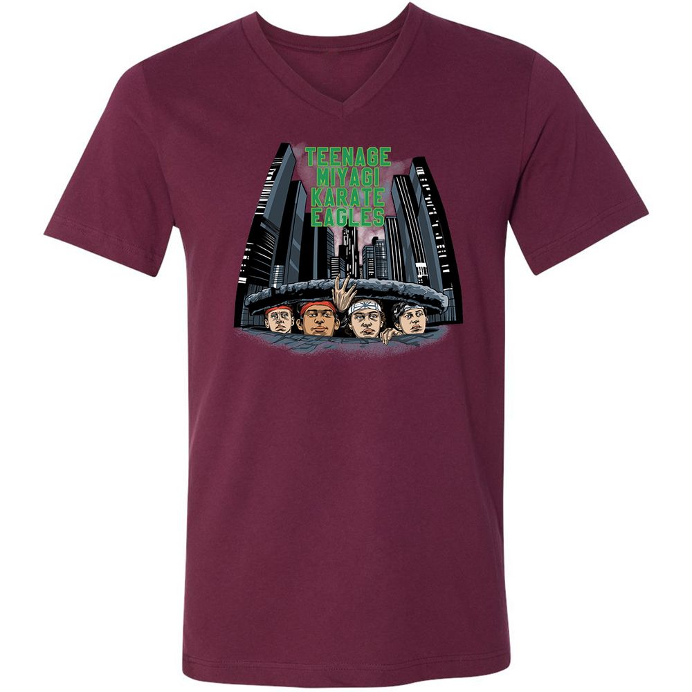 Unisex V-Neck T-Shirt - 5XU6JFTM - Maroon - 6