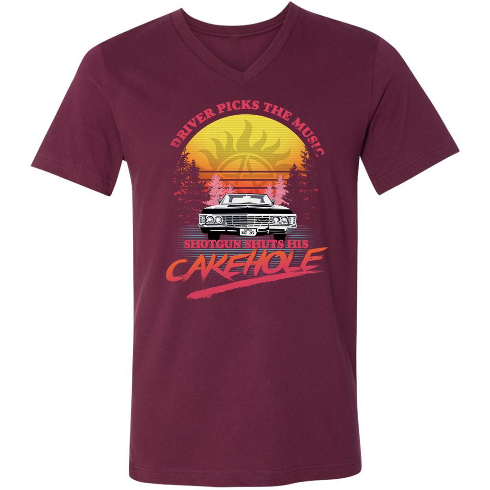 Unisex V-Neck T-Shirt - BB5UDQZY - Maroon - 6