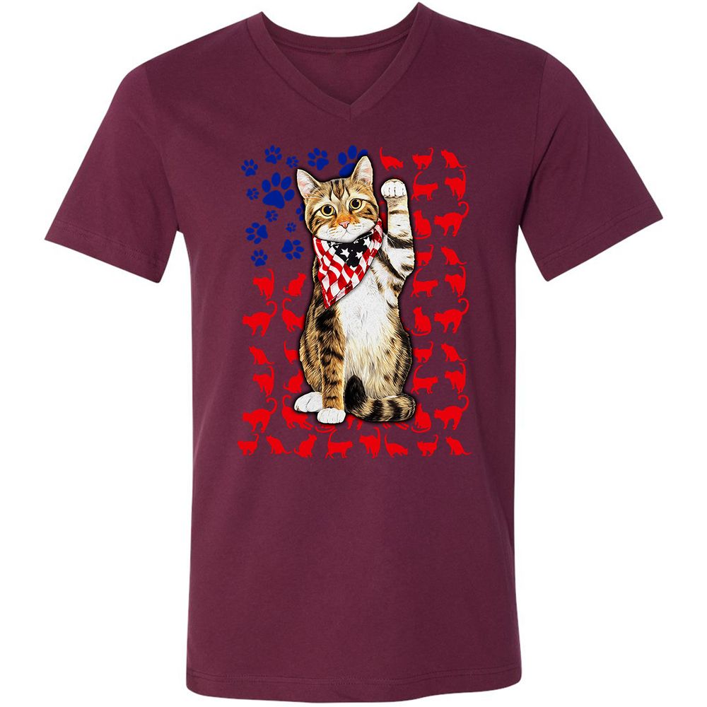 Unisex V-Neck T-Shirt - 2X94XBEG - Maroon - 6