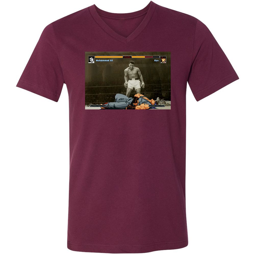Unisex V-Neck T-Shirt - BUMUMRWG - Maroon - 6