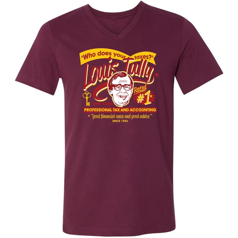 Unisex V-Neck T-Shirt - VRGFDXWB - Maroon - 6