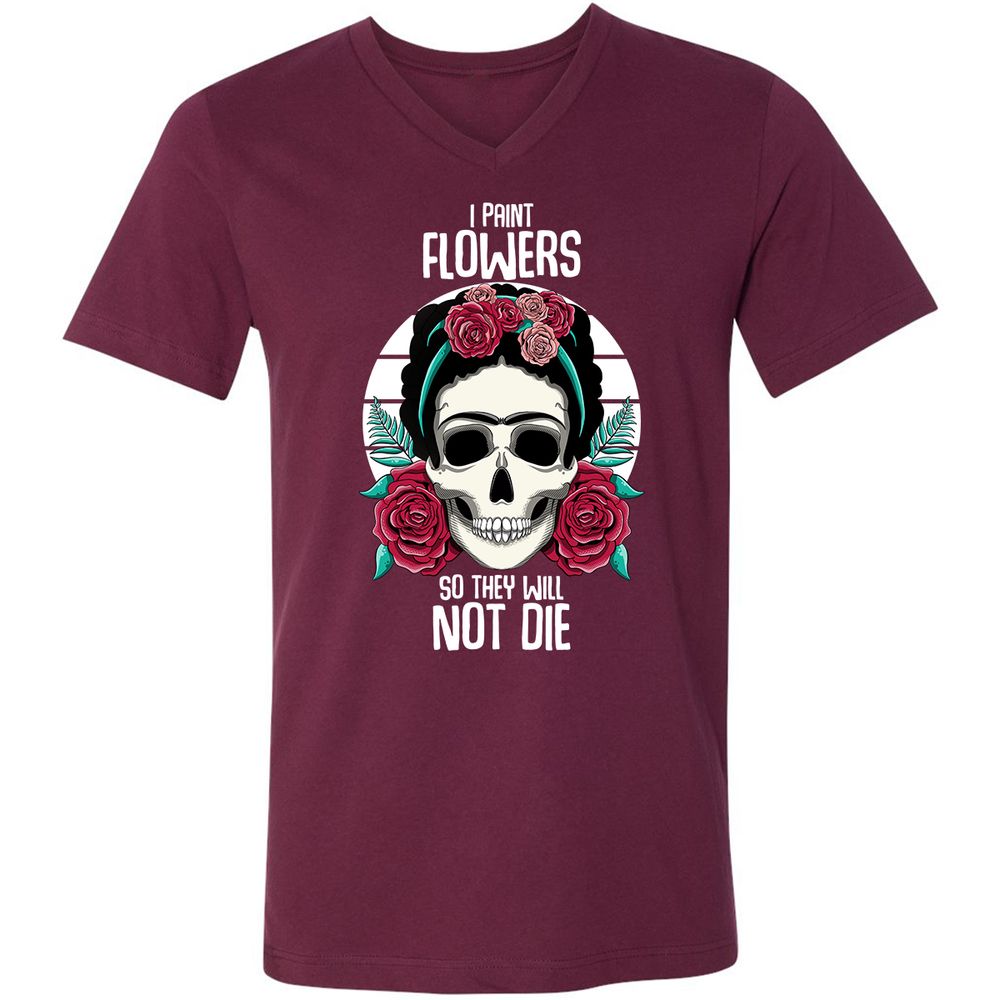 Unisex V-Neck T-Shirt - JXFCFX79 - Maroon - 6