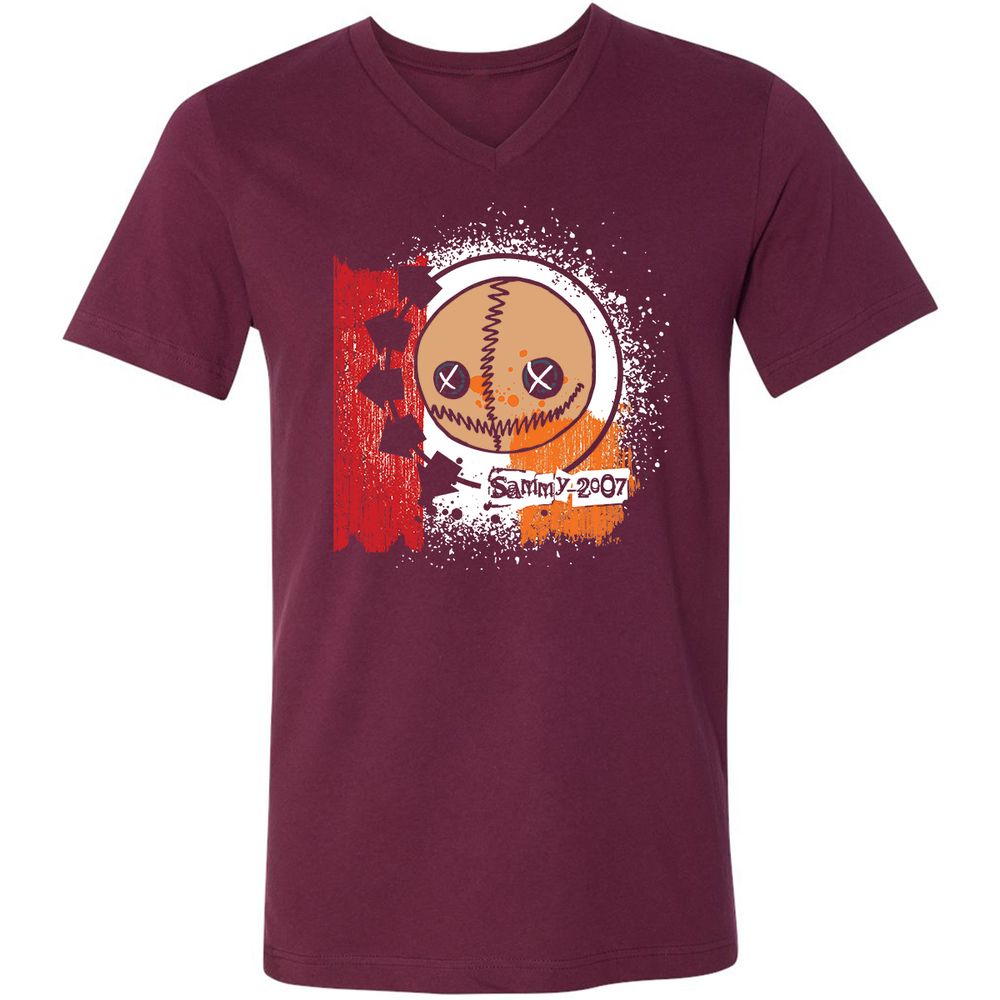 Unisex V-Neck T-Shirt - YYU1XRK2 - Maroon - 6