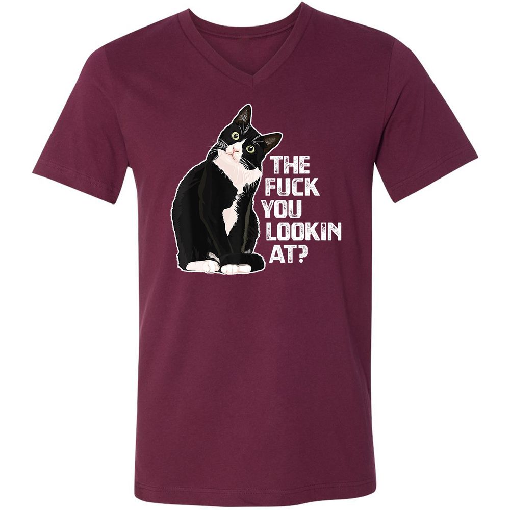 Unisex V-Neck T-Shirt - NWKDUSVB - Maroon - 6