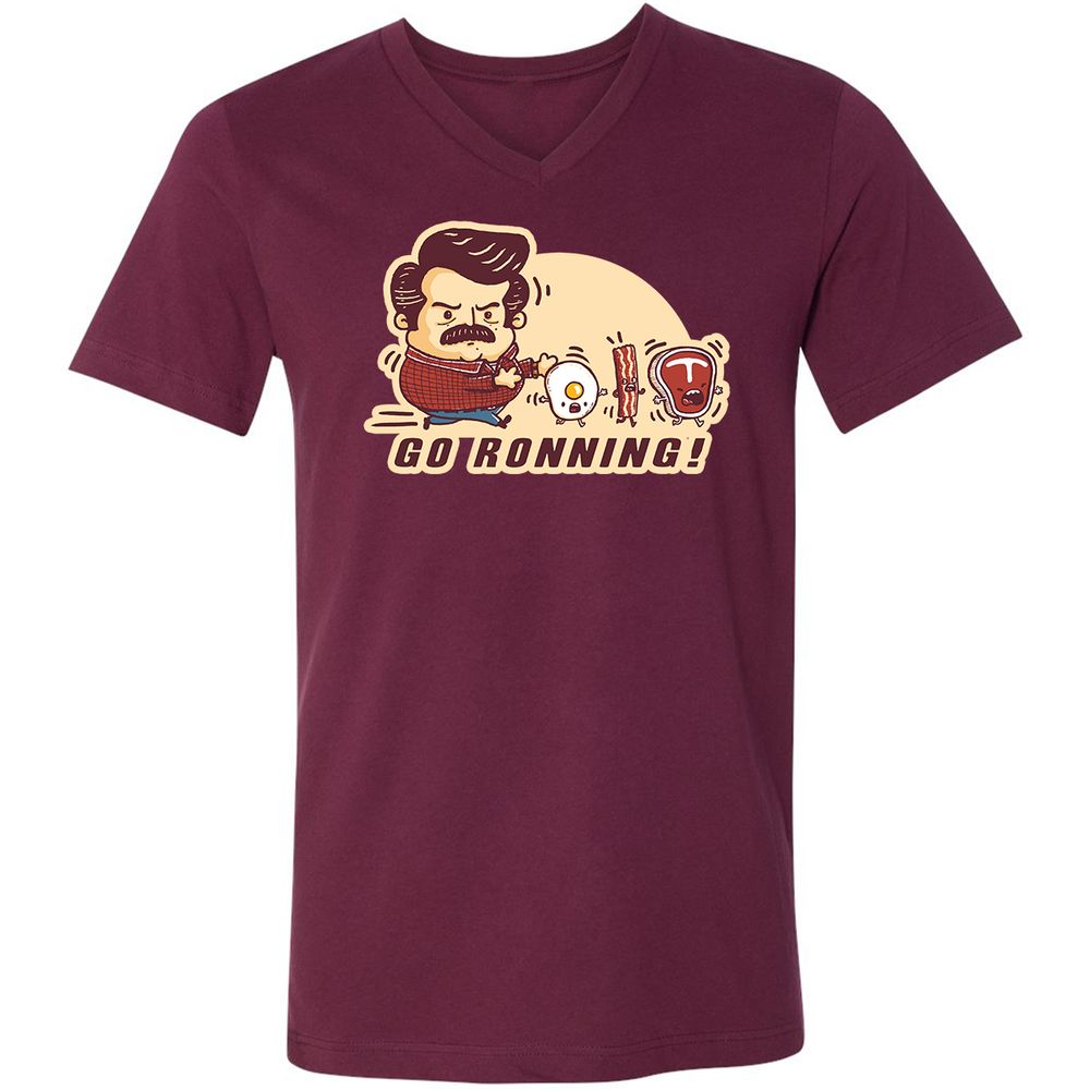 Unisex V-Neck T-Shirt - 47TZFM8T - Maroon - 6