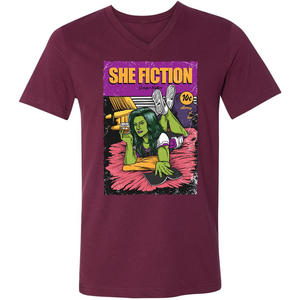 Unisex V-Neck T-Shirt - X1QNLK64 - Maroon - 6