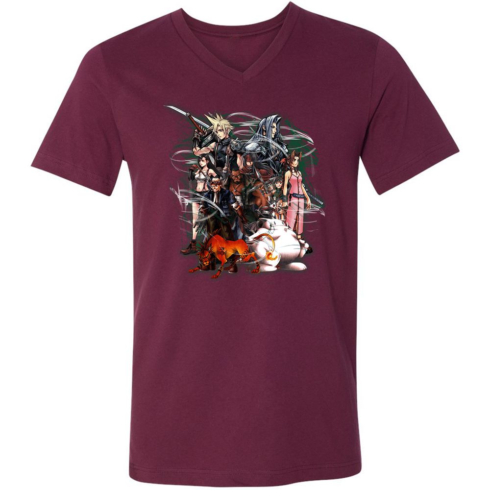 Unisex V-Neck T-Shirt - T1B15JH7 - Maroon - 6