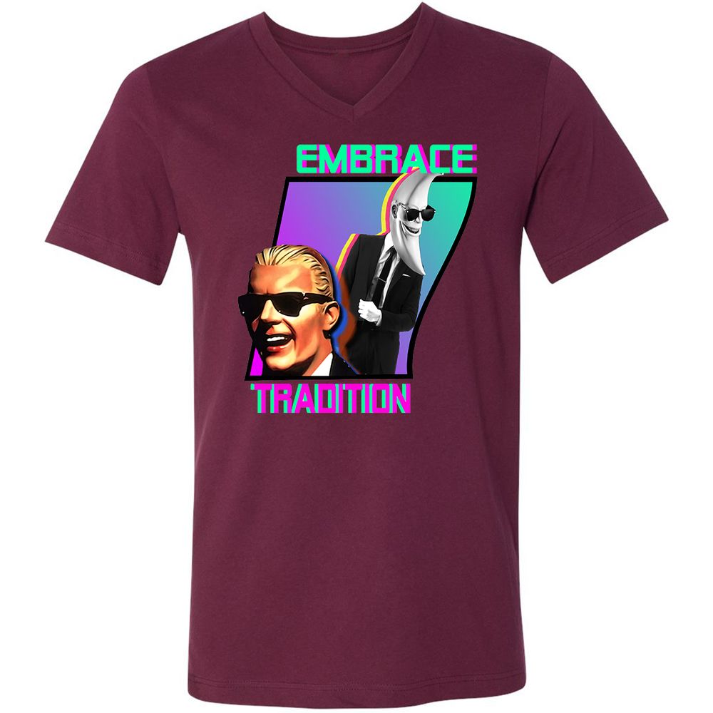Unisex V-Neck T-Shirt - Z5Y1LDR3 - Maroon - 6