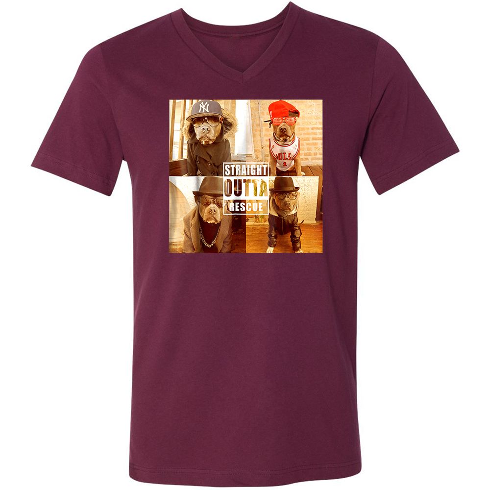 Unisex V-Neck T-Shirt - PYQ6PKWF - Maroon - 6