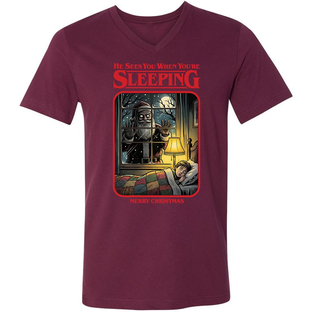 Unisex V-Neck T-Shirt - 2Q5AA5FE - Maroon - 6
