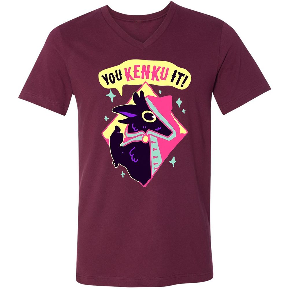 Unisex V-Neck T-Shirt - 4GUCF5S1 - Maroon - 6