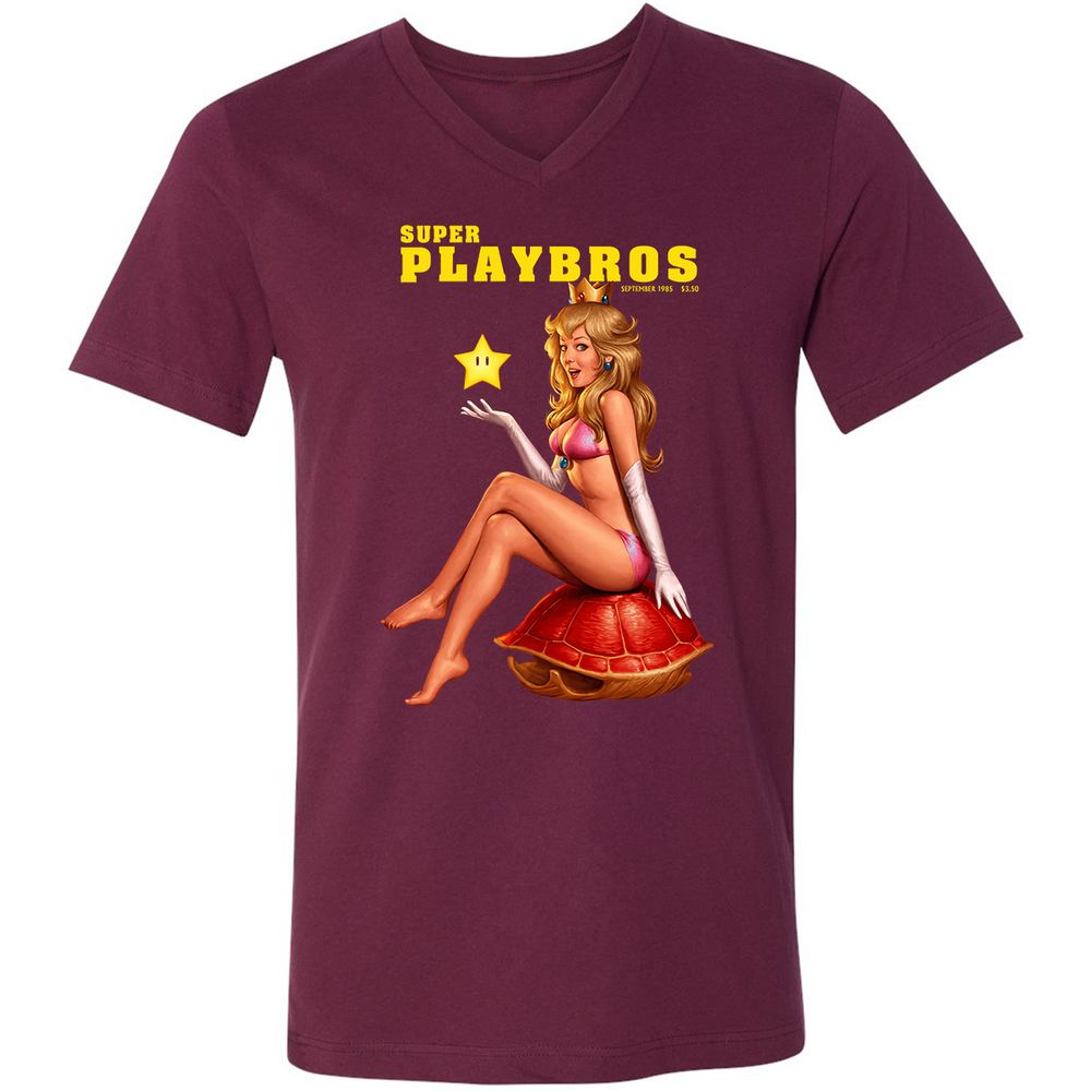 Unisex V-Neck T-Shirt - 17U7TSVE - Maroon - 6