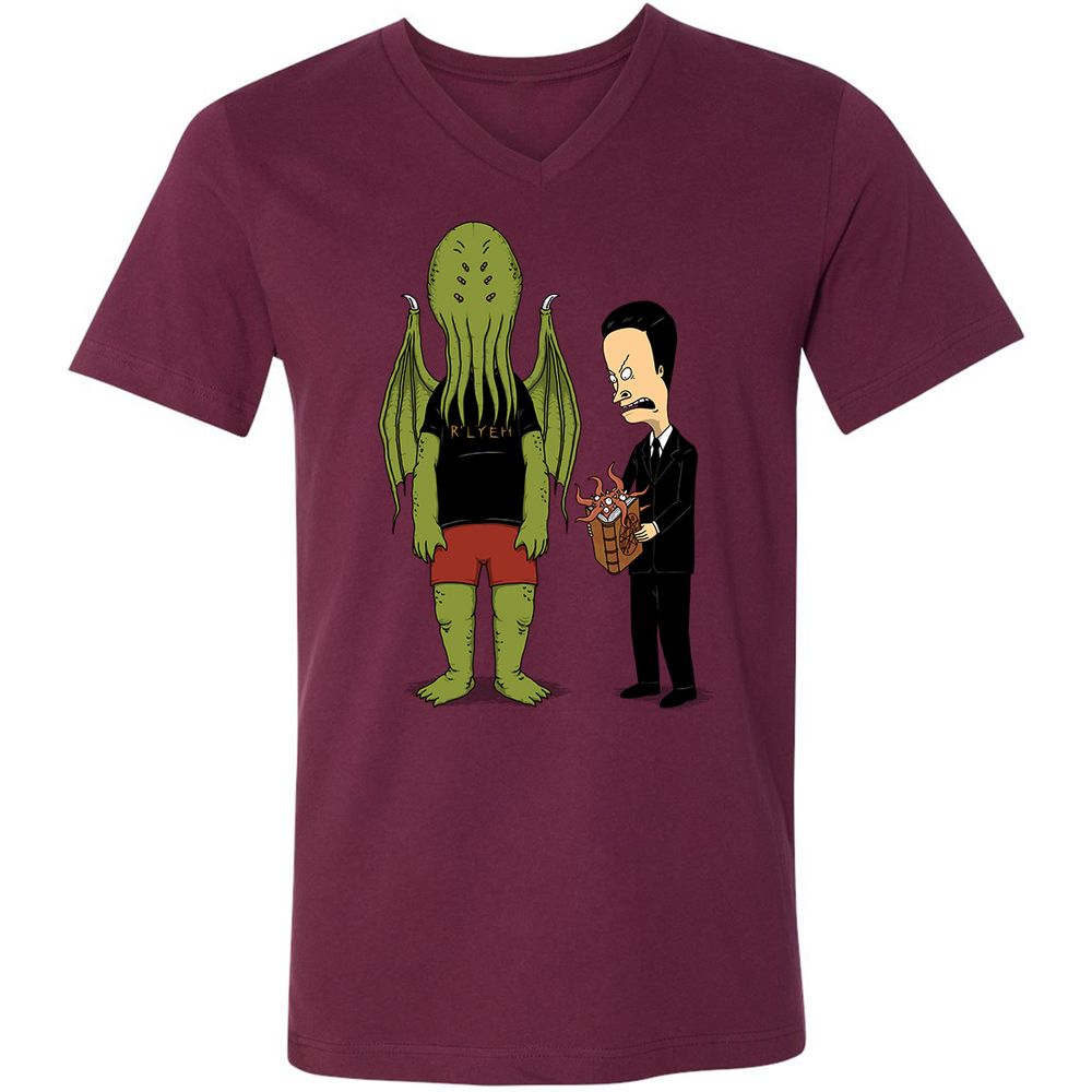 Unisex V-Neck T-Shirt - JPJ7JK7Z - Maroon - 6
