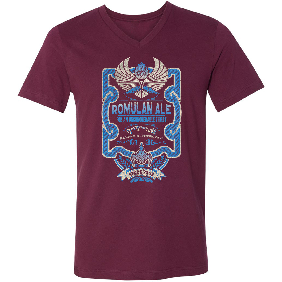 Unisex V-Neck T-Shirt - R5HQYUBM - Maroon - 6