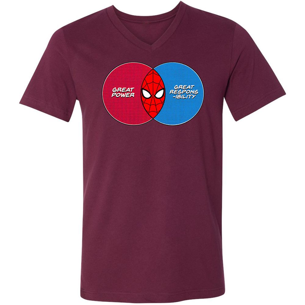 Unisex V-Neck T-Shirt - CLXW9Q4P - Maroon - 6