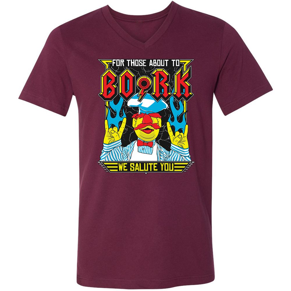 Unisex V-Neck T-Shirt - ZC5LX4QM - Maroon - 6