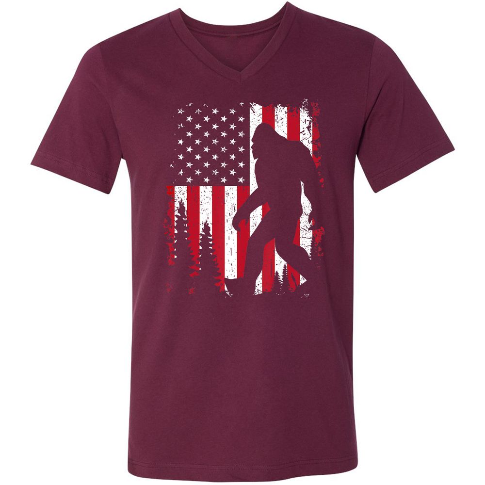 Unisex V-Neck T-Shirt - HEB91A67 - Maroon - 6
