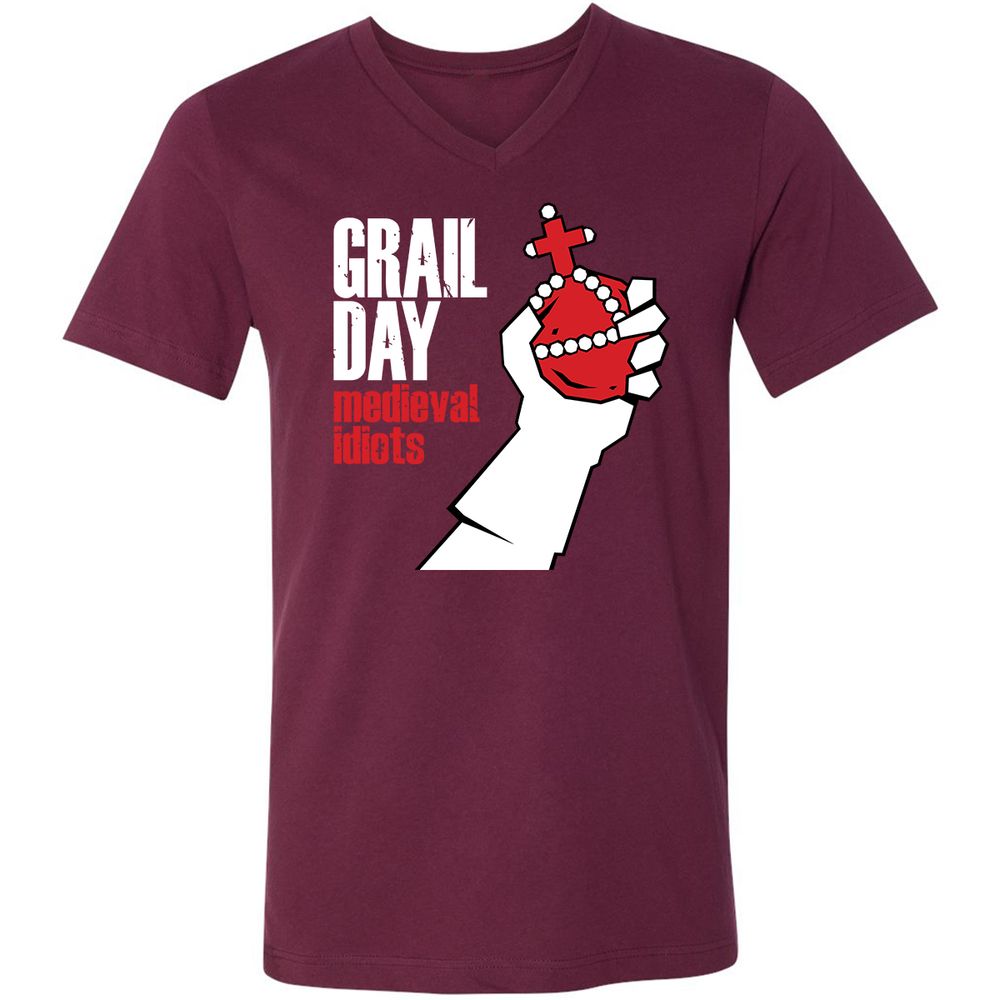 Unisex V-Neck T-Shirt - 43E8AXE5 - Maroon - 6