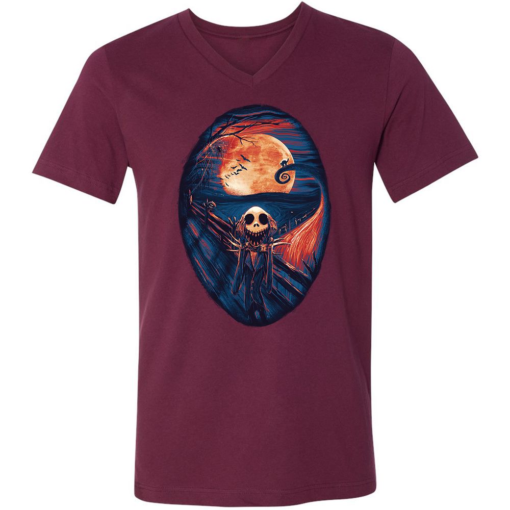 Unisex V-Neck T-Shirt - UTRDV6EQ - Maroon - 6