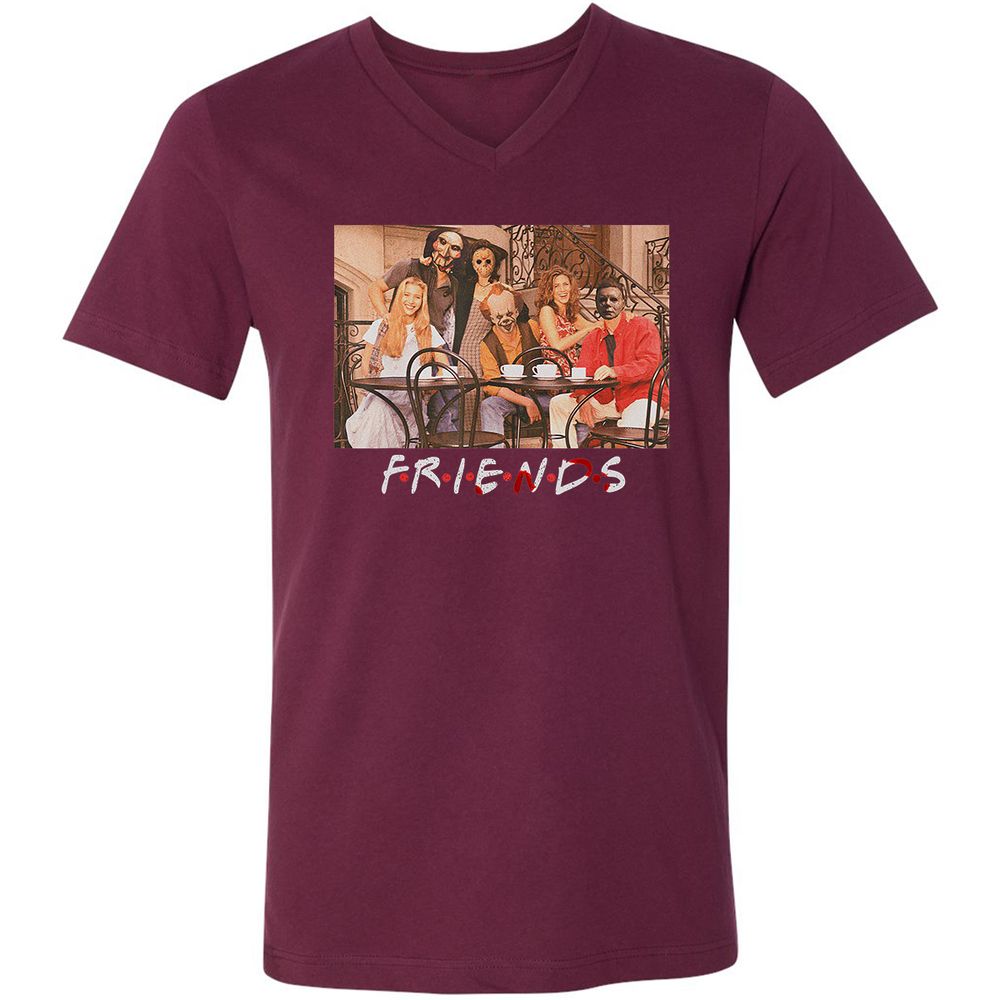 Unisex V-Neck T-Shirt - A5GZC4RV - Maroon - 6