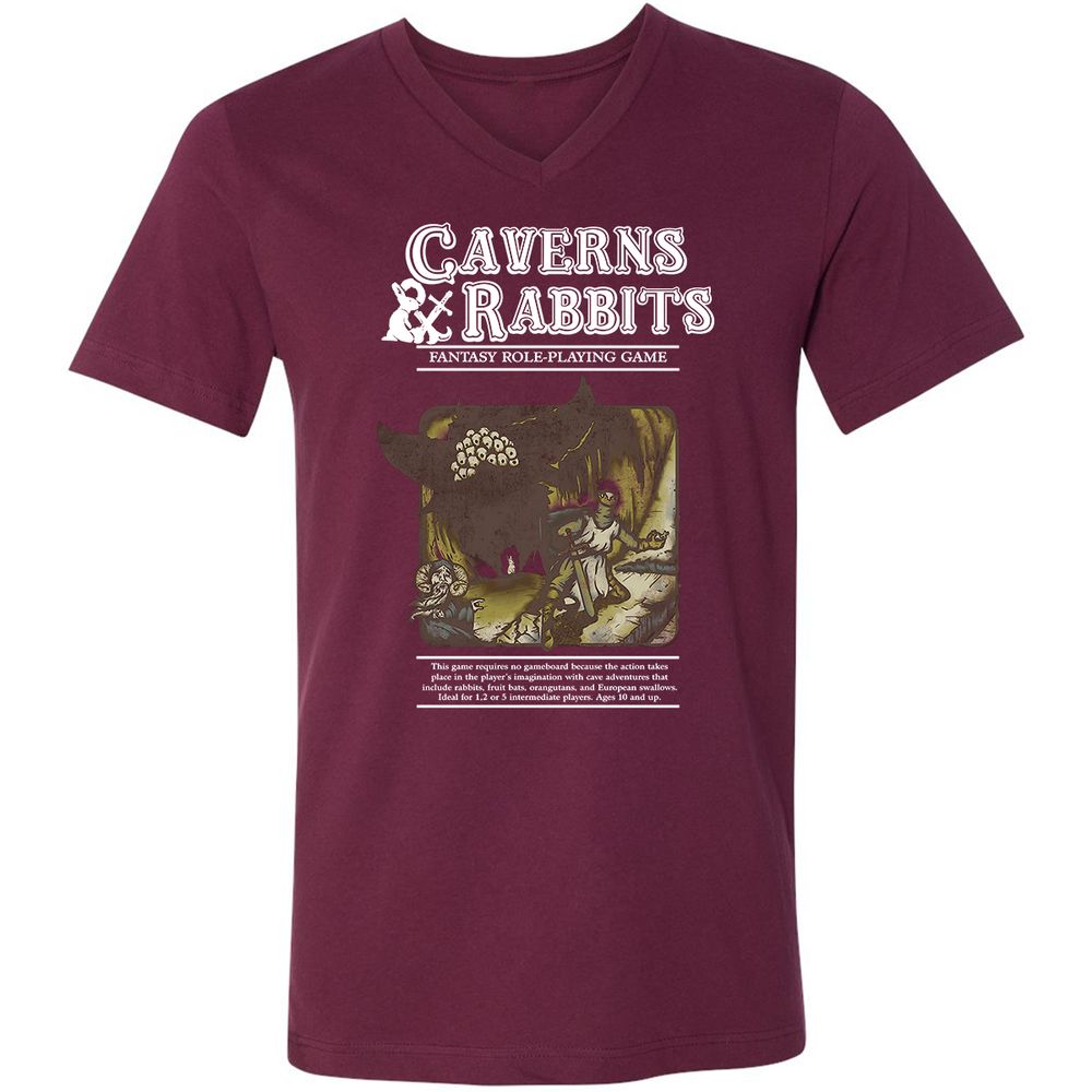 Unisex V-Neck T-Shirt - 8YSVR7MF - Maroon - 6