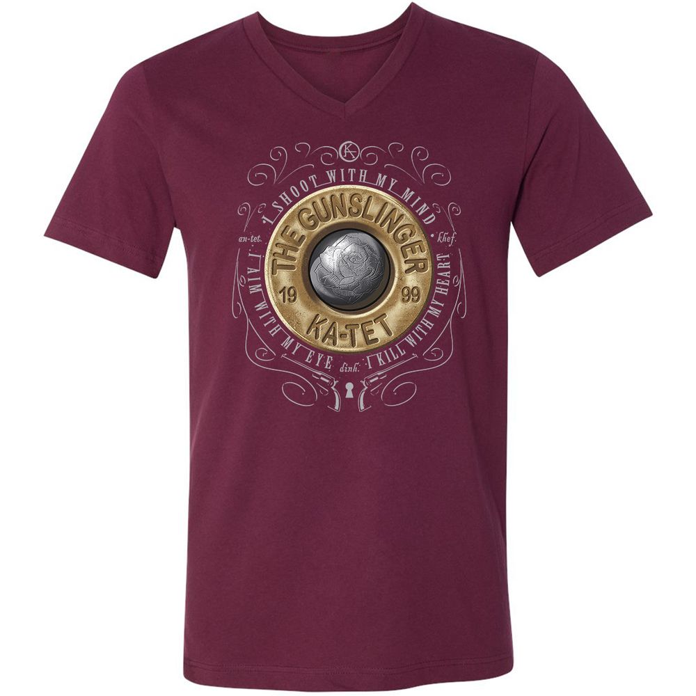 Unisex V-Neck T-Shirt - DRAVR23A - Maroon - 6