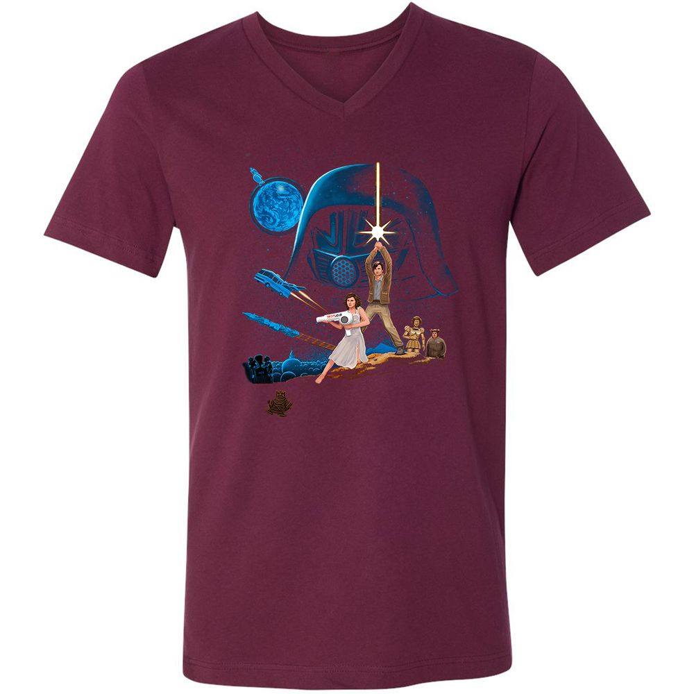 Unisex V-Neck T-Shirt - VY6YZ6CN - Maroon - 6