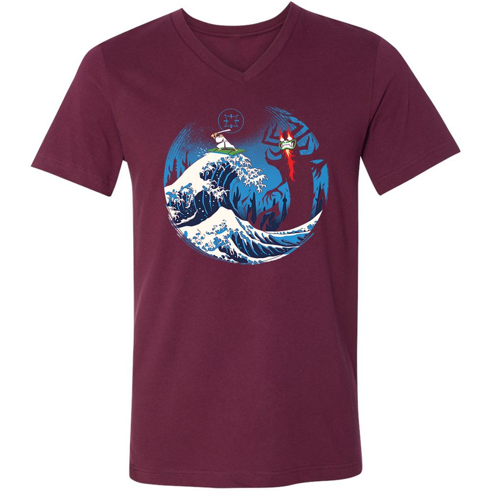 Unisex V-Neck T-Shirt - 4GNP7PWM - Maroon - 6