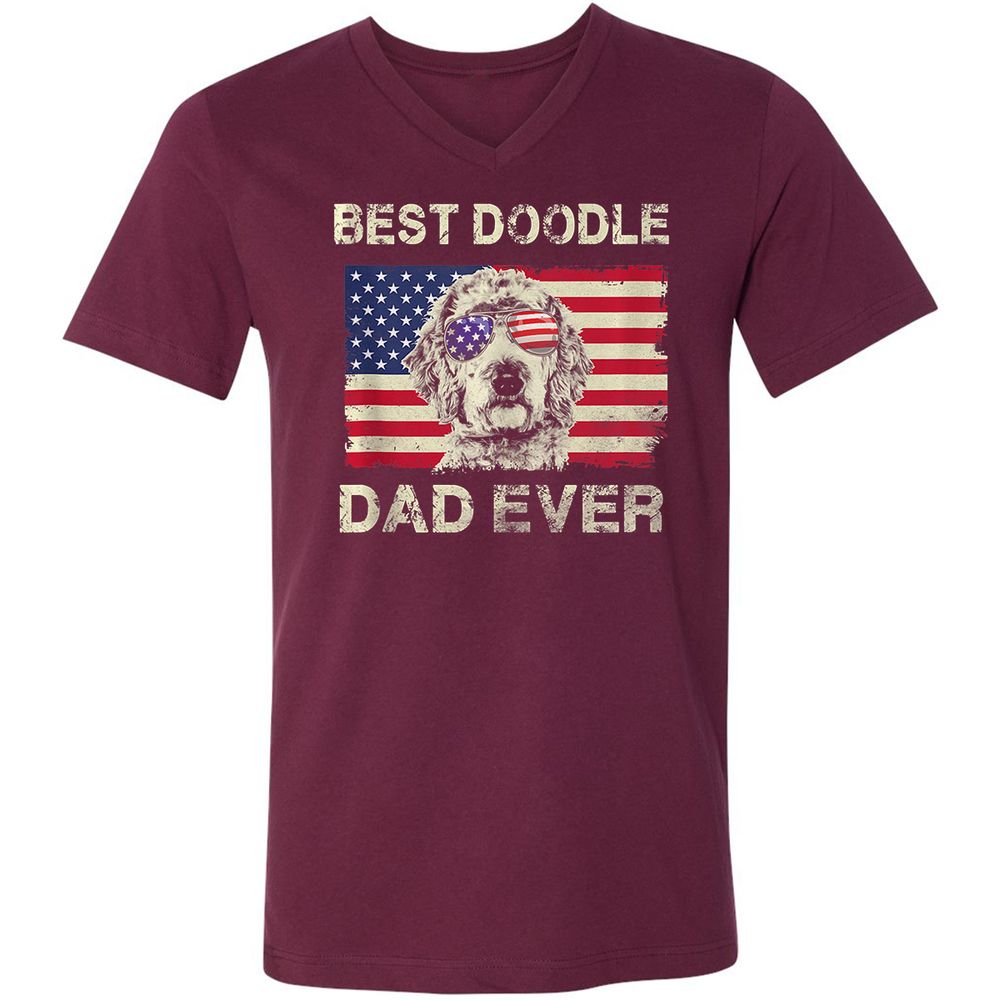 Unisex V-Neck T-Shirt - 8A1CEXNE - Maroon - 6