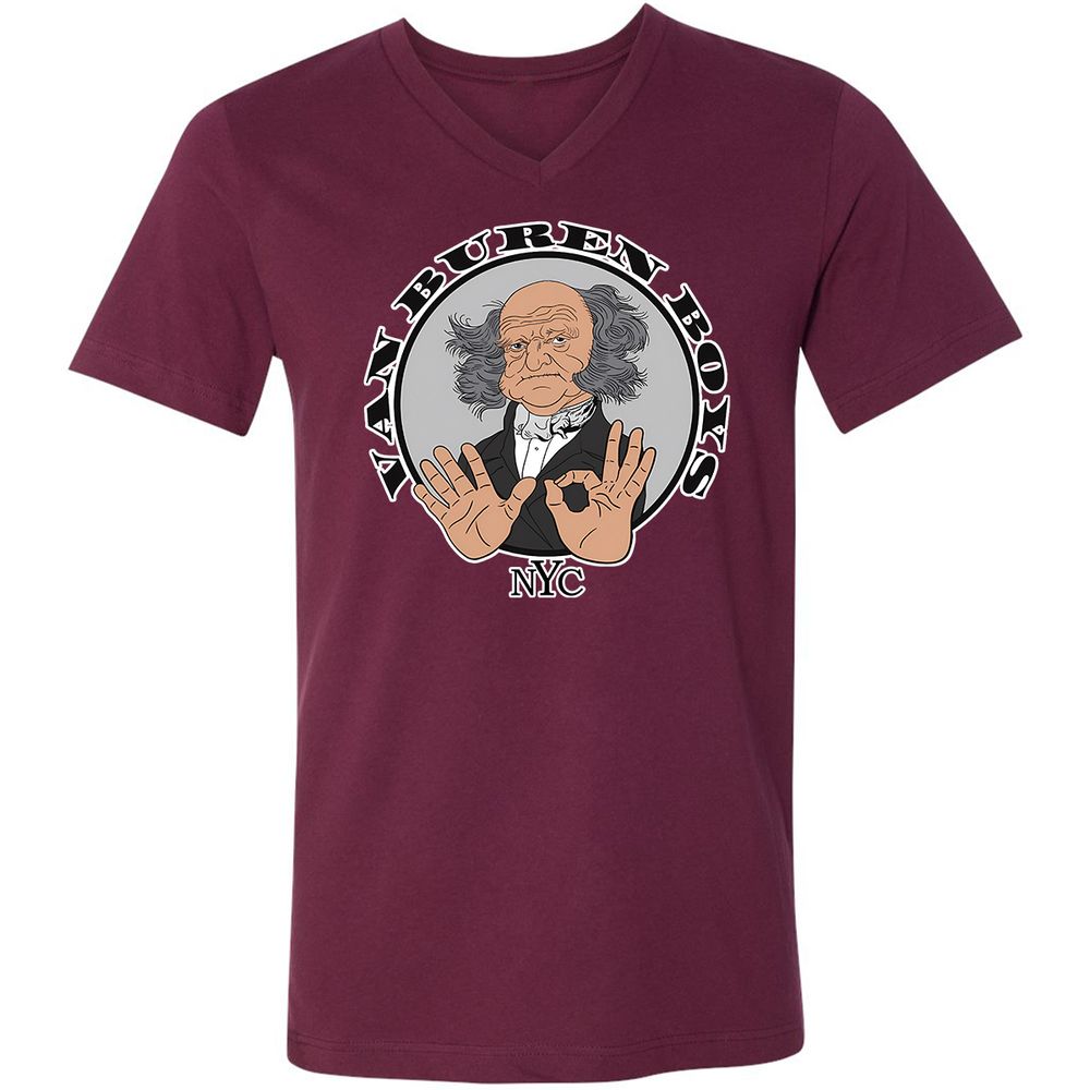Unisex V-Neck T-Shirt - NEKEJSL3 - Maroon - 6