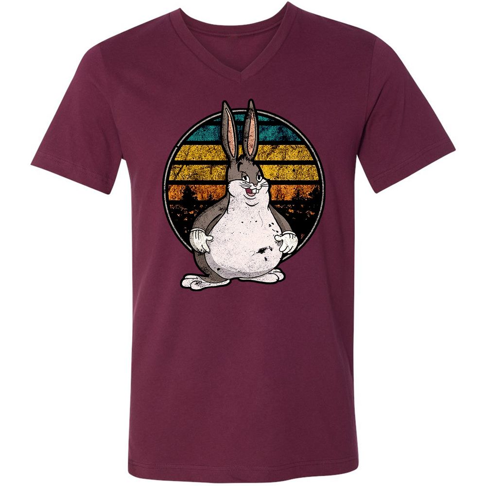 Unisex V-Neck T-Shirt - AMR9BWRT - Maroon - 6