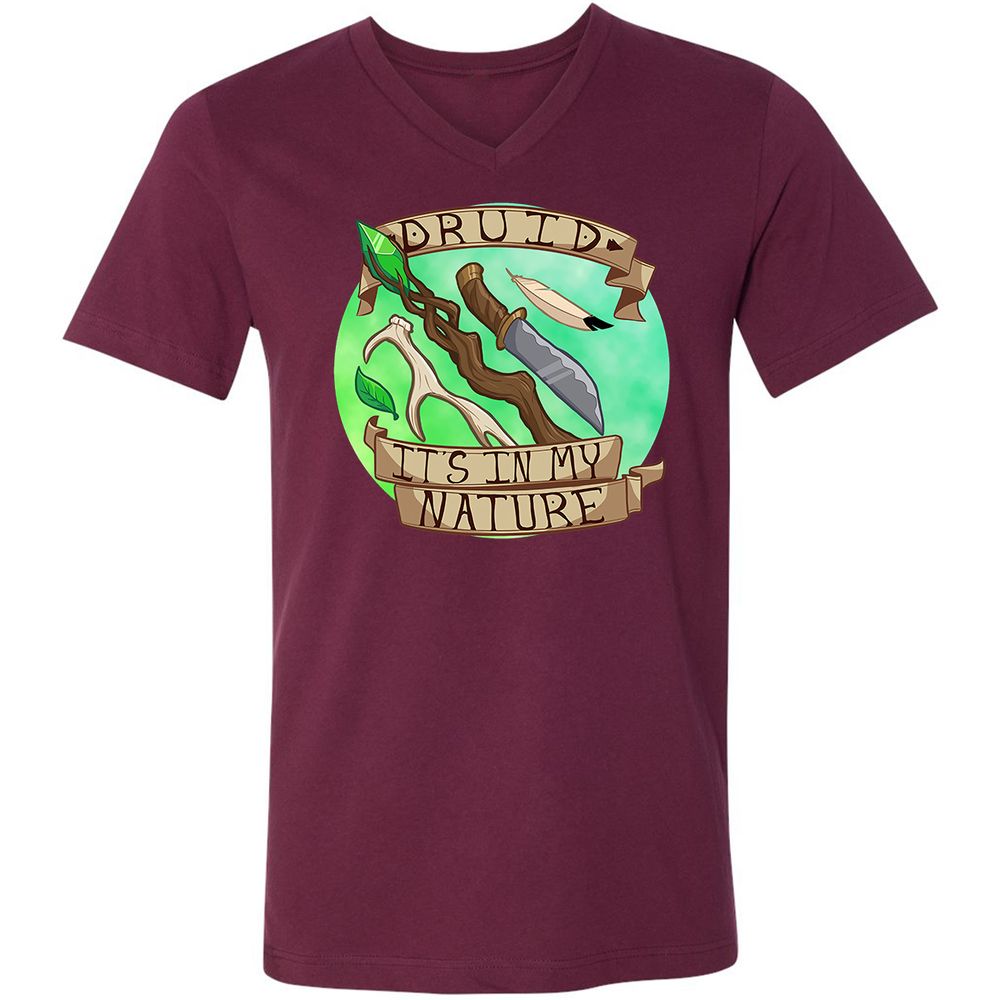 Unisex V-Neck T-Shirt - FEFQDBG5 - Maroon - 6