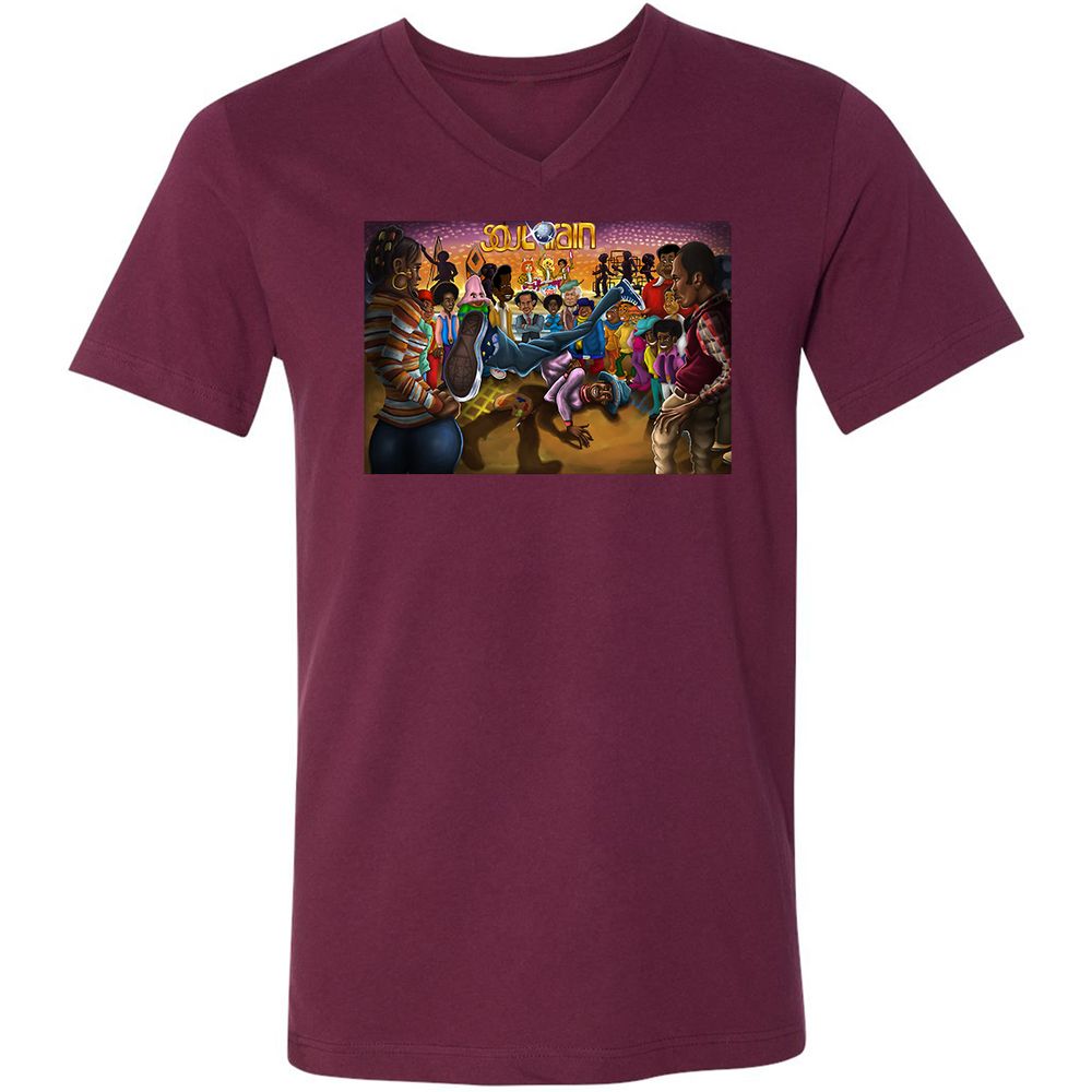 Unisex V-Neck T-Shirt - F7JFF4ZY - Maroon - 6