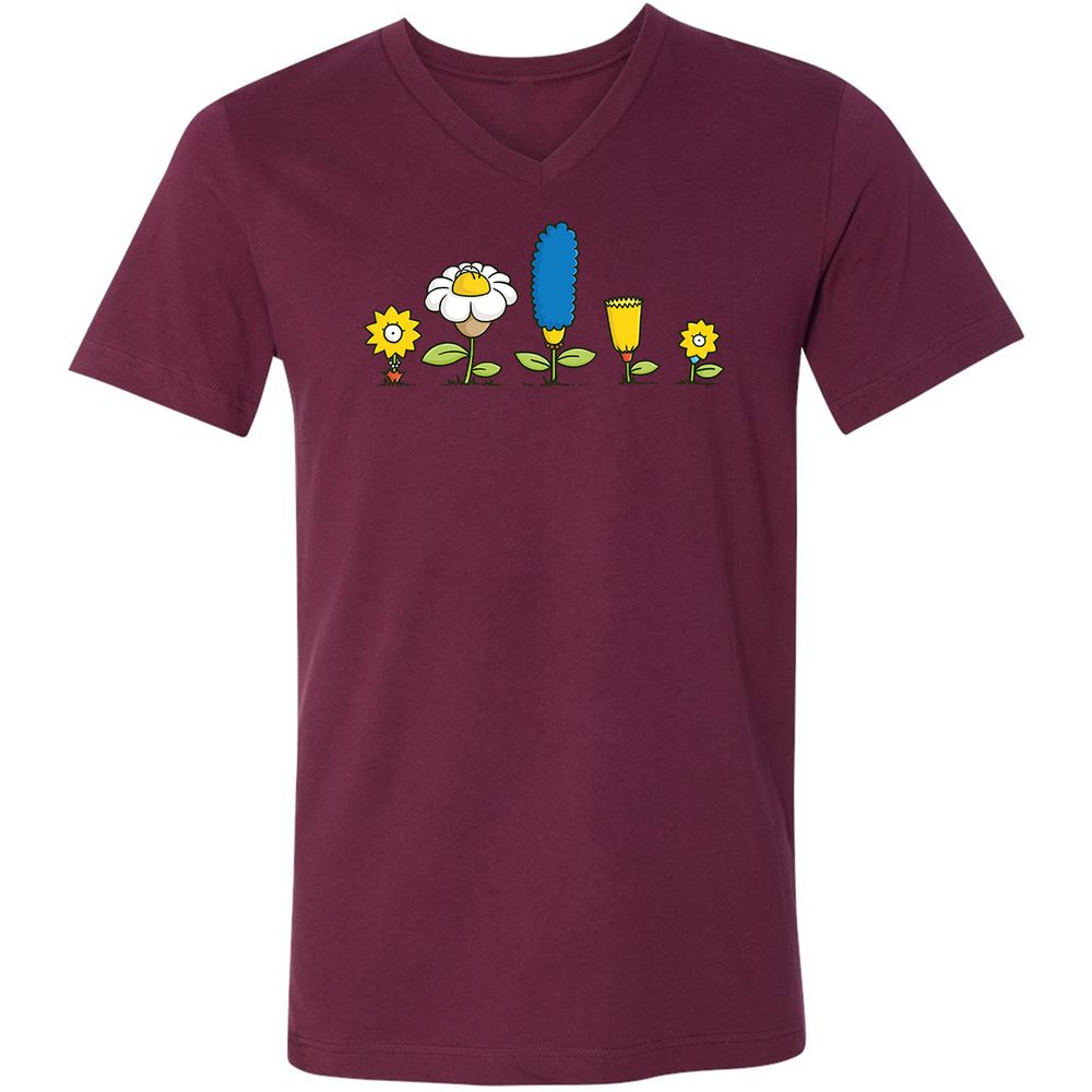 Unisex V-Neck T-Shirt - 4LPBL9XQ - Maroon - 6