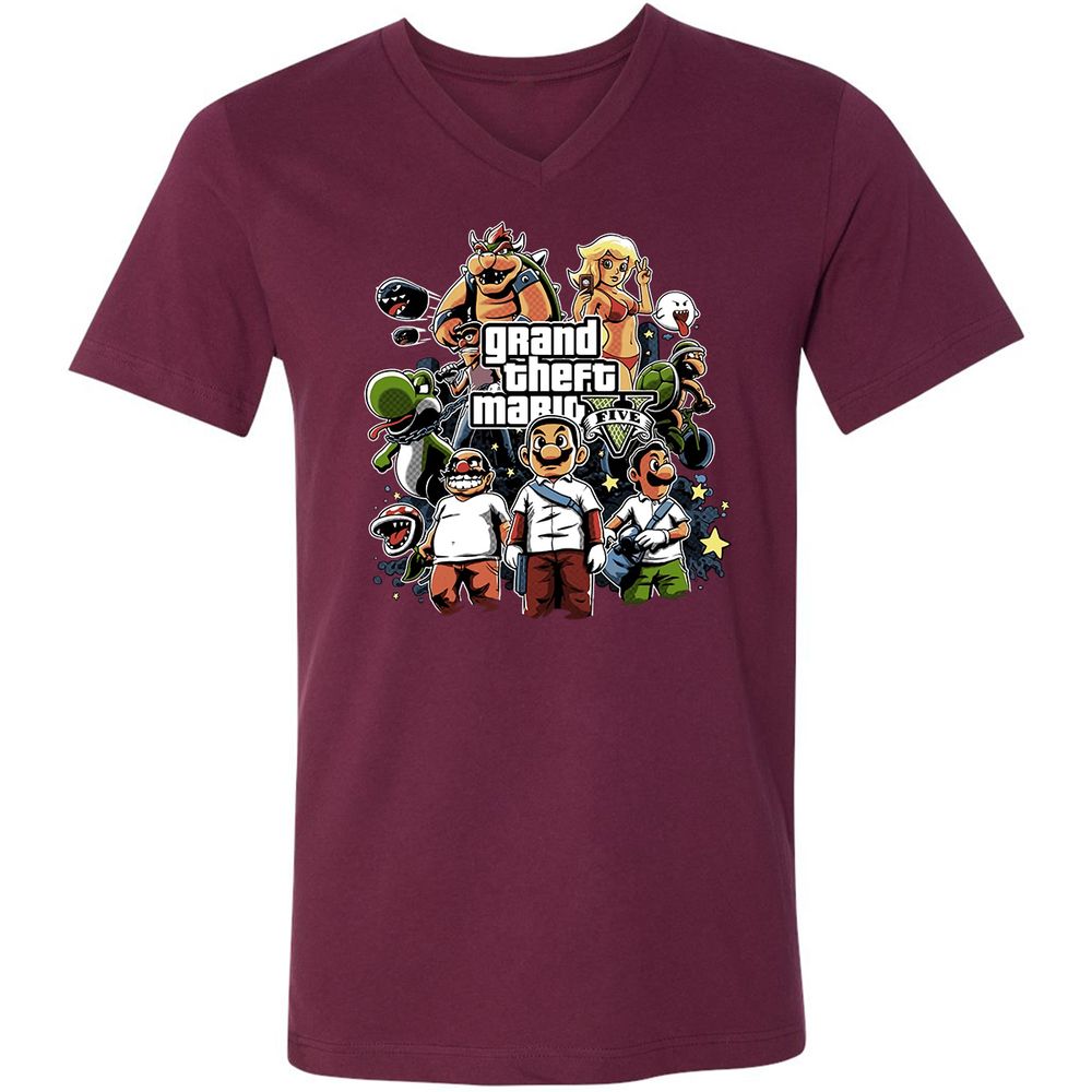 Unisex V-Neck T-Shirt - F39AGP7U - Maroon - 6