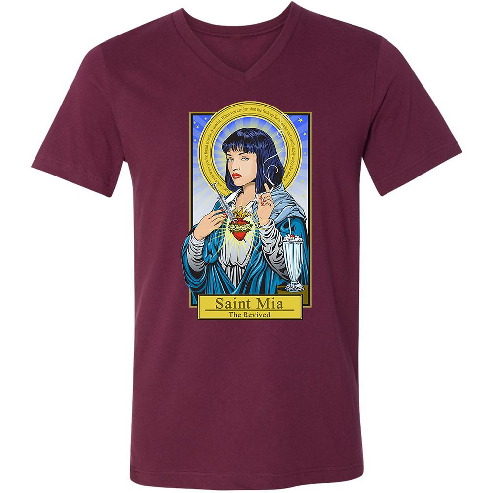 Unisex V-Neck T-Shirt - 1NZ6XVTB - Maroon - 6