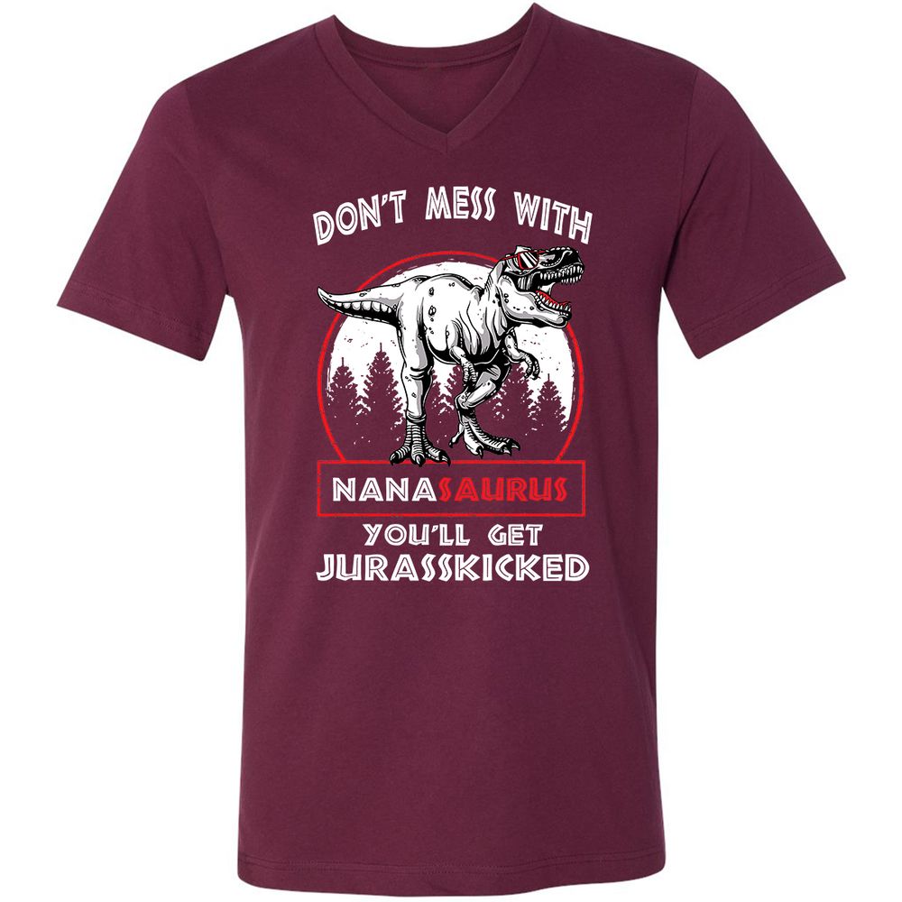 Unisex V-Neck T-Shirt - WUGKNY4E - Maroon - 6