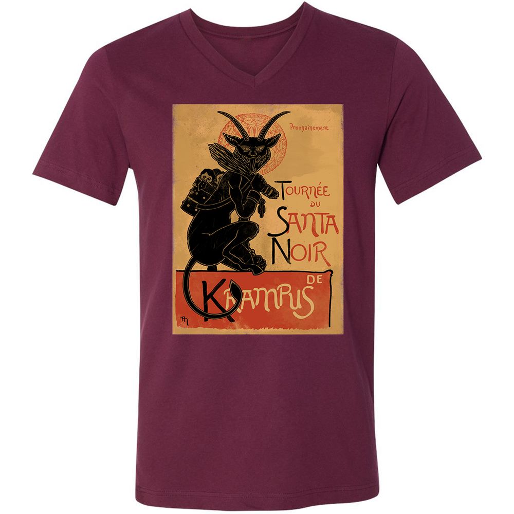 Unisex V-Neck T-Shirt - XCNXRMB9 - Maroon - 6