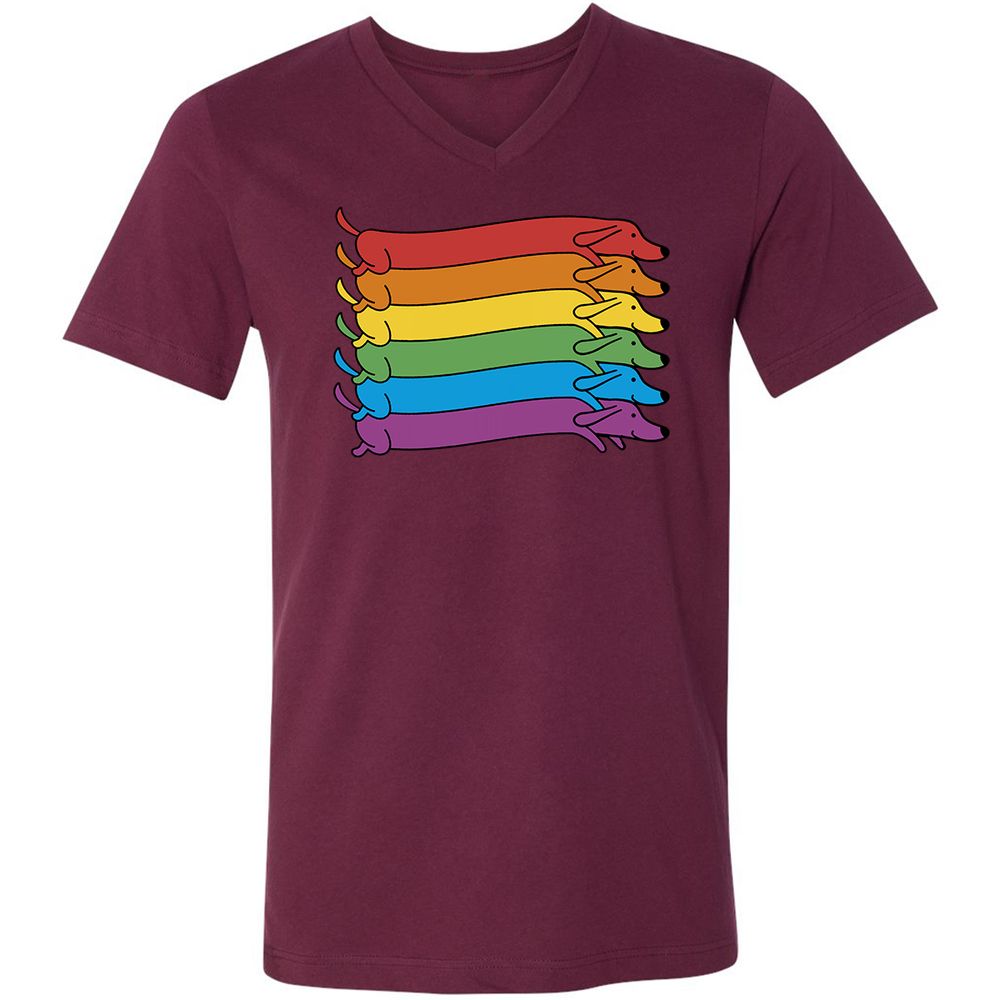 Unisex V-Neck T-Shirt - 81EKBAYZ - Maroon - 6