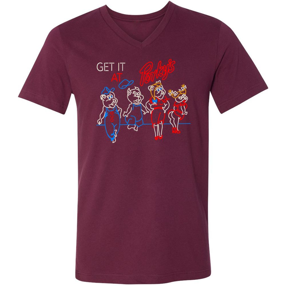 Unisex V-Neck T-Shirt - MADRW152 - Maroon - 6