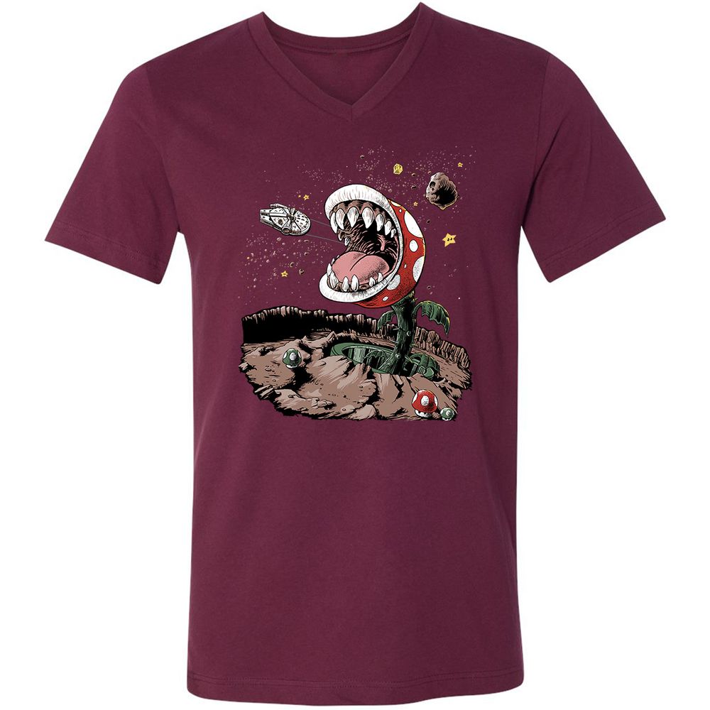 Unisex V-Neck T-Shirt - 5JBQEE7N - Maroon - 6