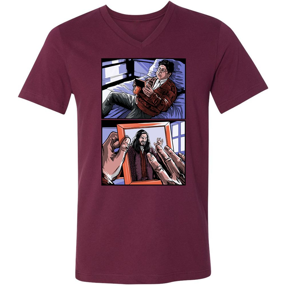 Unisex V-Neck T-Shirt - S8UEUXR5 - Maroon - 6