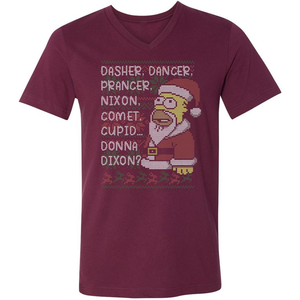 Unisex V-Neck T-Shirt - XU99ZG5J - Maroon - 6