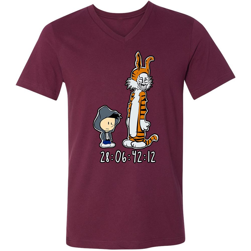 Unisex V-Neck T-Shirt - 7WR3PL36 - Maroon - 6