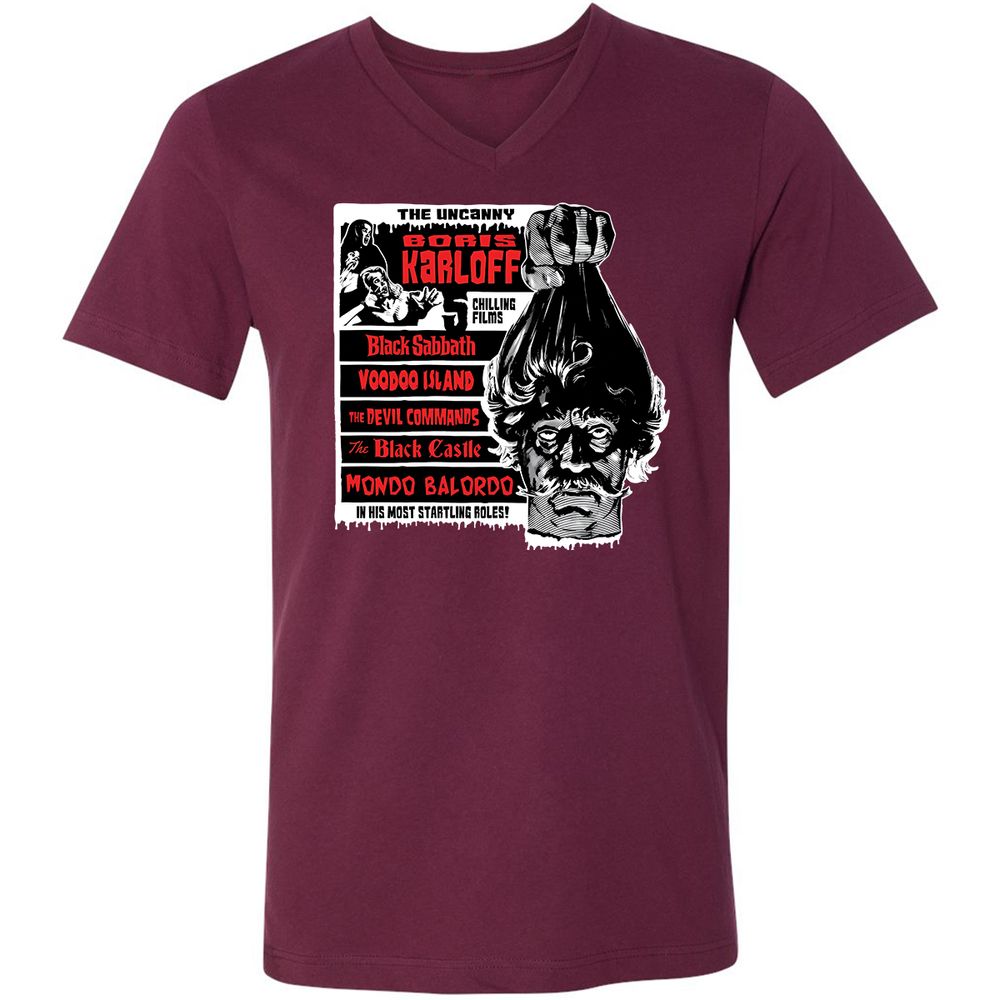 Unisex V-Neck T-Shirt - UY9KG73G - Maroon - 6