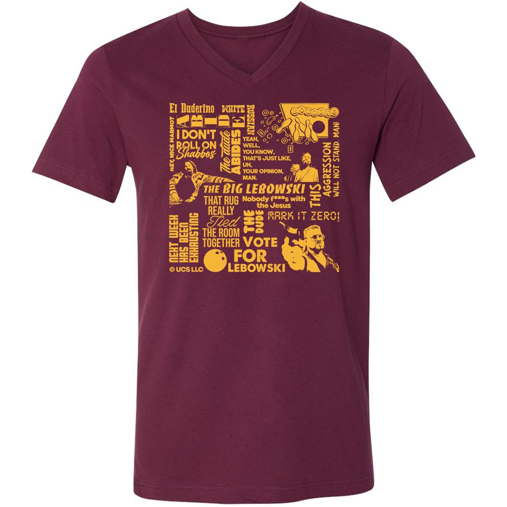 Unisex V-Neck T-Shirt - WL5EK5NY - Maroon - 6