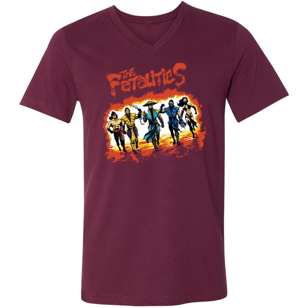 Unisex V-Neck T-Shirt - 7SVSFKJP - Maroon - 6